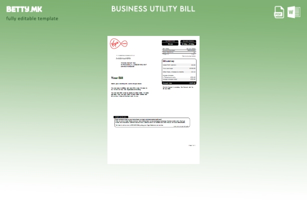 Деловна сметка за комунални услуги на Virgin Media